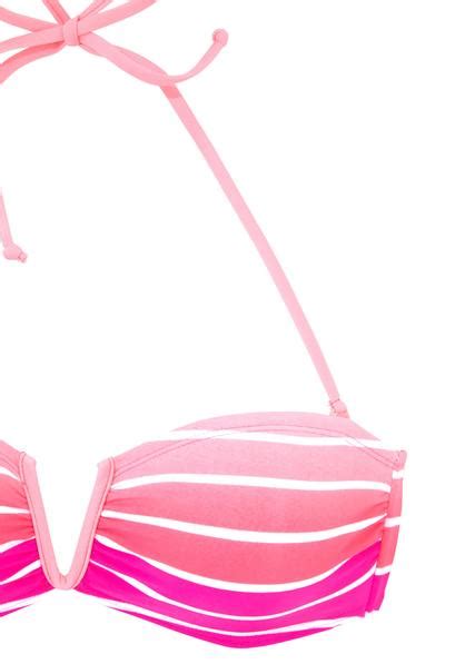 Venice Beach Bandeau Bikini Pink Gestreift Cup A B 32