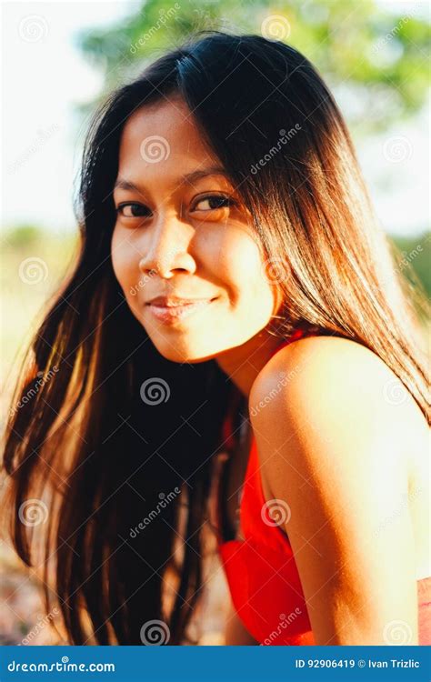 Natural Portrait Asian Girl Smiling Native Asian Beauty Local Asian People Stock Image