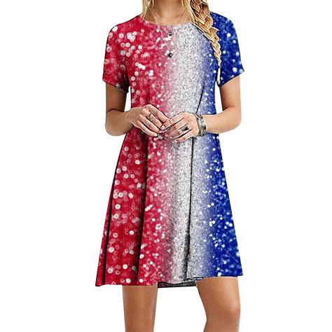 Jsaierl Womens Sundresses 2024 Casual Elegant Midi Dress American Flag