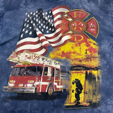 Vintage Vintage Firefighter Shirt Blue Tie Dye The Mountain Firemen ...