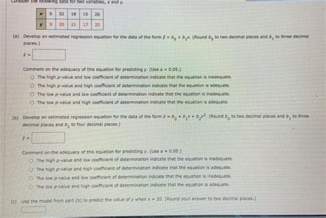 Solved Consider The Following Data For Two Variables X And Chegg