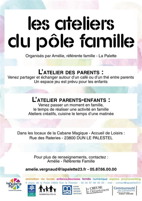 Les Ateliers Famille Janvier Mars 2019 La Palette Le Panel Des