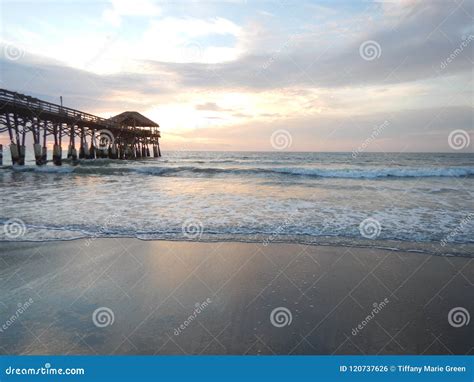 The Cocoa Beach Pier On A Cloudy Day Stock Photo Image Of Vacation