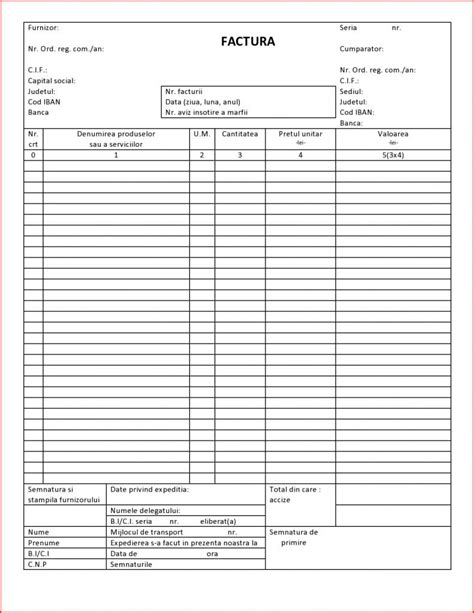 Factura A4 Fara TVA Model 2024