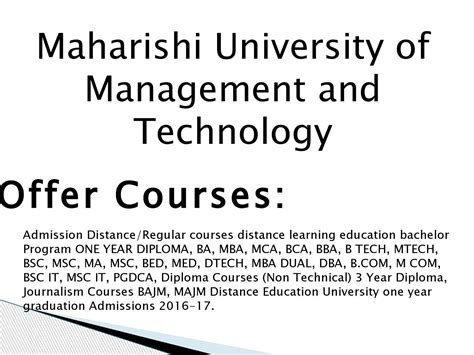 Maharishi university of management and technology admission in india by helpforcareer - Issuu