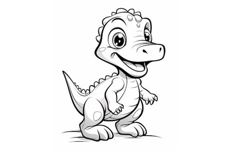 Premium Photo Cute Little Dinosaur Coloring Page Cute Dinosaur Line