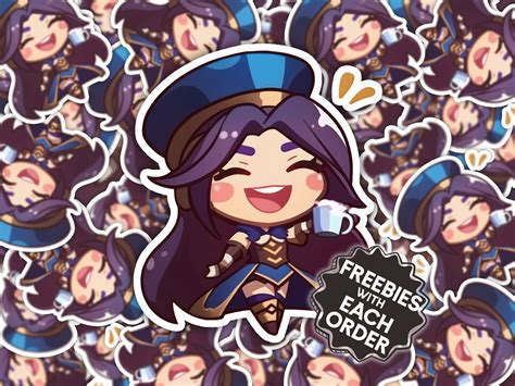 15x Chibi Caitlyn League Of Legends Vinyl Stickers Anime Style Online