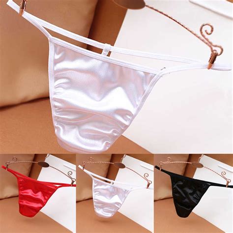 DEAL T Back Silk Satin Sexy Brief Sexy Bikini G Strings Men Panties