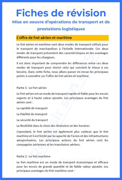 Fiches et cours de BTS GTLA Notions à télécharger en PDF