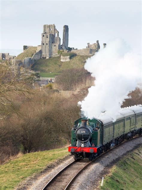 Swanage Railway No 6695 Leaving Corfe Castle By Brian Dorey Corfe