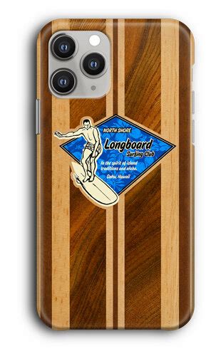 Waimea Surfboard Hawaiian Faux Wood Phone Case In Ocean Blue — Hawaiian Iphone Cases Ipad