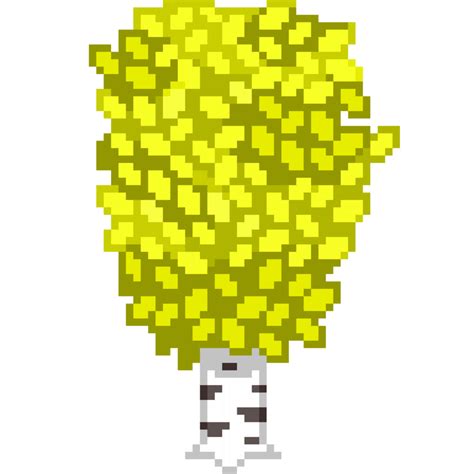 An 8 Bit Retro Styled Pixel Art Illustration Of A Birch Tree With Bright Yellow Leaves 26547569 Png