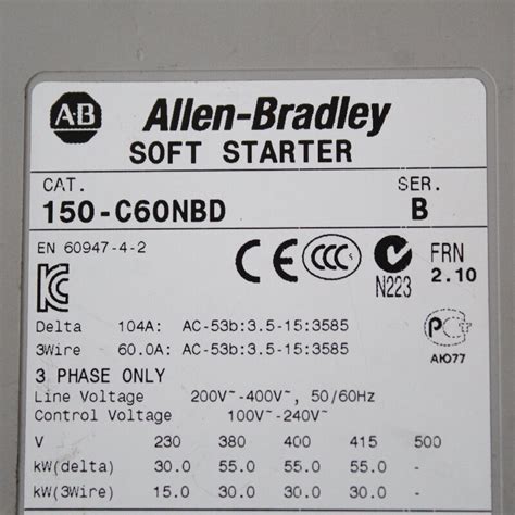 Allen Bradley 150 C60nbd Soft Starter Suppliers