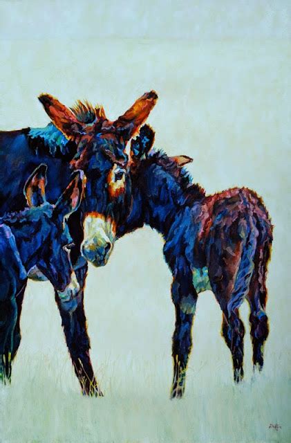 Western Art International Colorful Contemporary Donkey Painting Farm