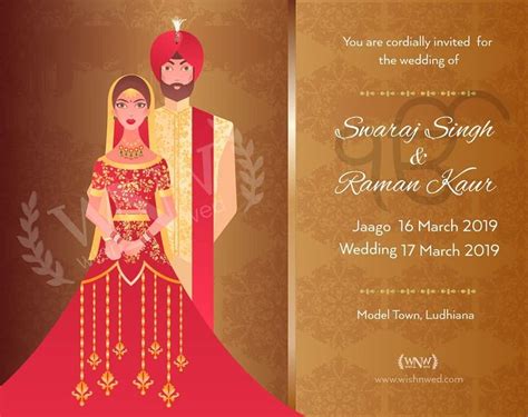 A Traditional Punjabi Themed Wedding Invitation For Punjabi Couple