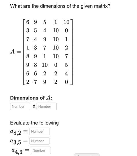 Solved What are the dimensions of the given | Chegg.com