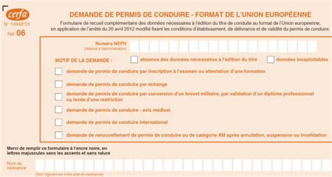 Cerfa 14882 01 Renouvellement Du Permis De Conduire