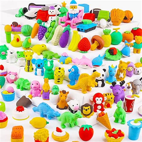 Urskytous 110pcs Animal Erasers Kids Pencil Erasers Desk