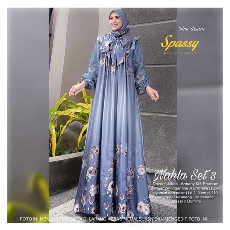 Jual Nahla Set Hijab By Spassy X Dumma Gamis Maxi Dress Setelan