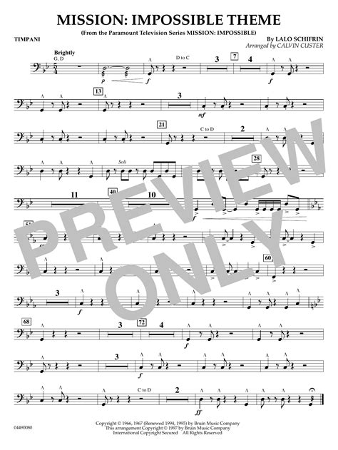 Mission Impossible Theme Arr Calvin Custer Timpani By Lalo