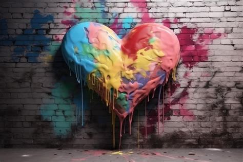 Premium AI Image | Colorful heart as graffiti love symbol on wall AI ...