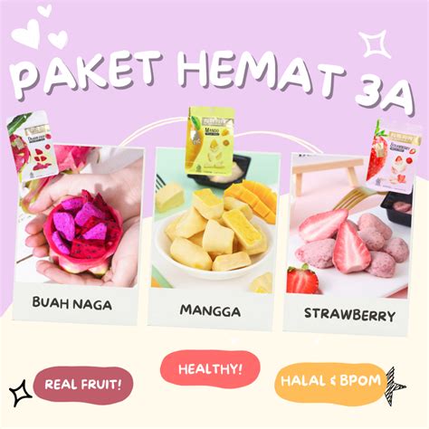 Jual URSNACKS PAKET HEMAT 3 FREEZE DRIED KERIPIK SEHAT DRAGON FRUIT