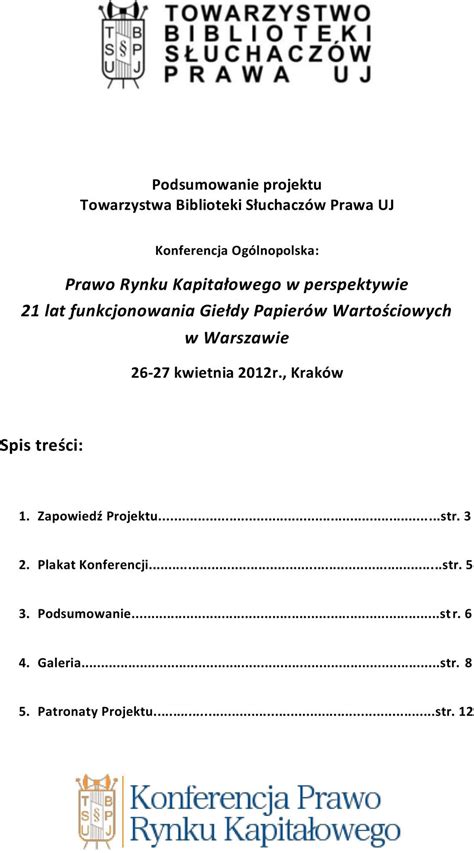 Prawo Rynku Kapita Owego W Perspektywie Lat Funkcjonowania Gie Dy