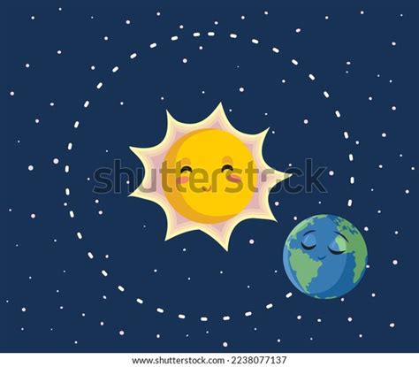 Earth Planet Rotation Around Sun Vector Stock Vector Royalty Free