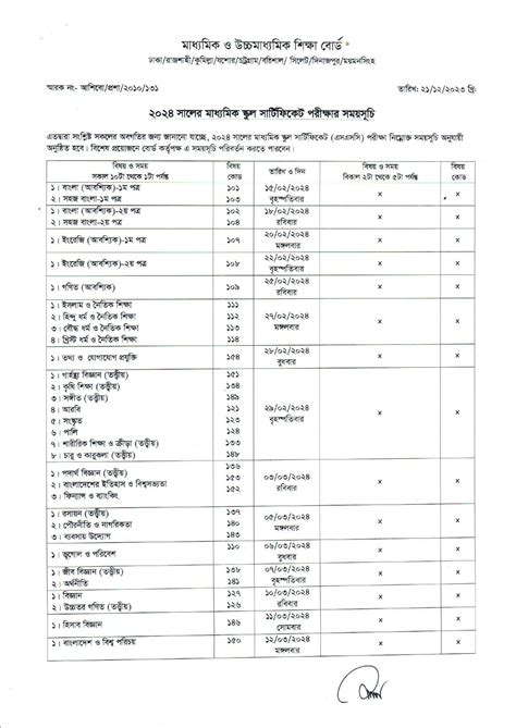 Ssc Exam Routine 2024 Pdf Download All Education Board