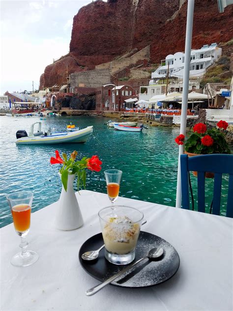 Sunset Taverna Oia Santorini Greece Ammoundi Bay Foreign Fresh And Fierce