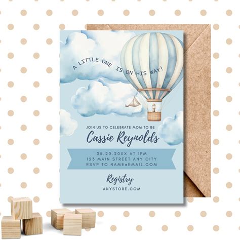 Hot Air Balloon Baby Shower Invitation EVITE Compatible RSVP Collection Guest Management Etsy