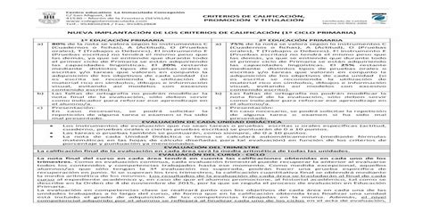 Criterios de evaluación Colegio La Inmaculadacolegiolainmaculada