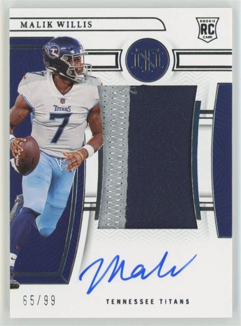 Malik Willis Panini National Treasures Rookie Patch Auto Rc Rpa