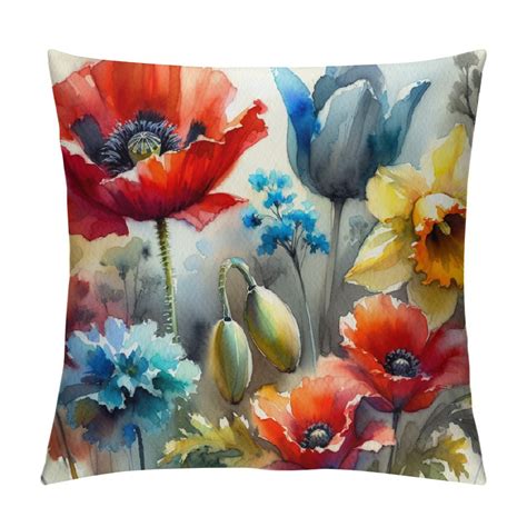 Creowell Floral Flowers Decorative Throw Pillow Covers X Spring