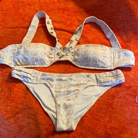 Ondademar Swim Ondademar Bikini White With Gold Shells Poshmark