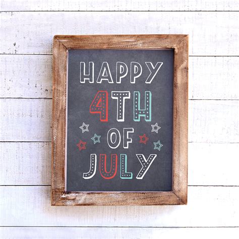 Happy 4th Of July Chalkboard Printable Wall Art American Etsy