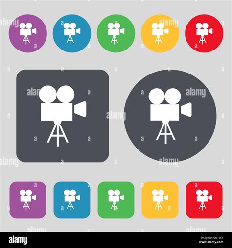 Video Camera Icon Sign A Set Of Colored Buttons Flat Design