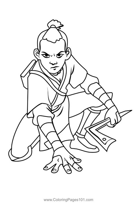 Sokka From Avatar The Last Airbender Coloring Page For Kids Free