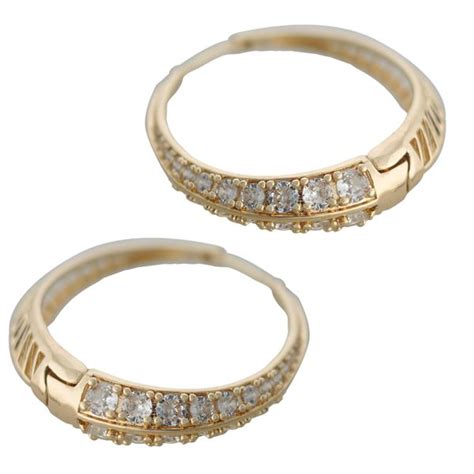 Brinco Argola Zircônia Lesprit E00907 Dourado Cristal LESPRIT BIJOUX