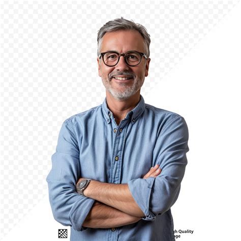 Premium Psd Portrait Of Smiling Mature Man Standing On White Isolated