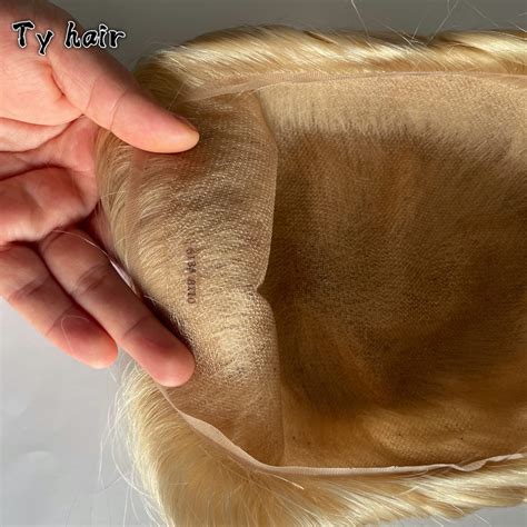 Full Swiss Lace Wig 613 Color Blonde Hair Replacement Remy Hair Unit Systems Human Toupees
