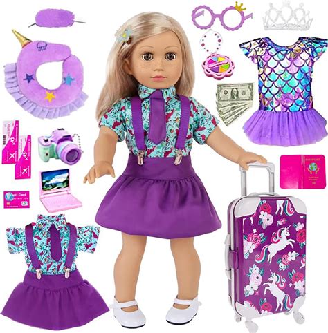 Ebuddy Doll Clothes And Accessories 25pcs Doll Travel Play Set With