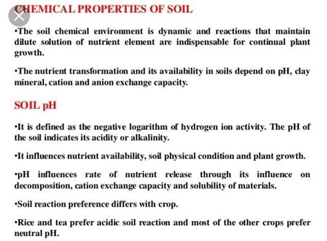 Chemical Properties Of Soil And Soil Reaction