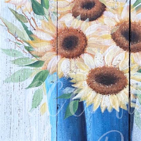 Blue Rain Boots And Sunflowers On Rustic Wood Art Print Wall Etsy