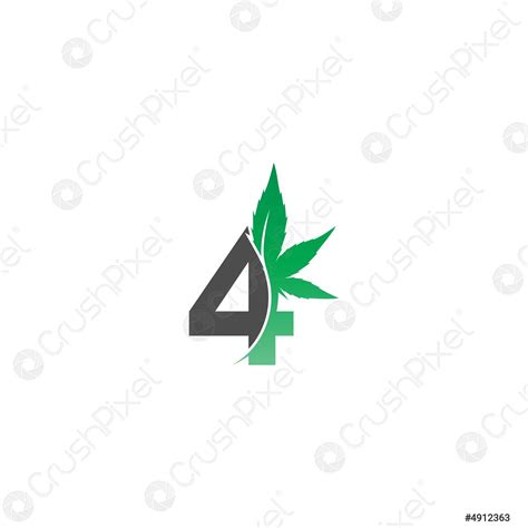 Number Logo Icon With Cannabis Leaf Design Vector Stock Vector