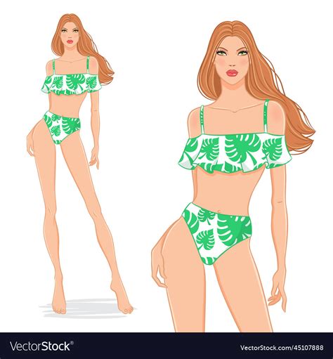 Fashion Model In Bikini Royalty Free Vector Image