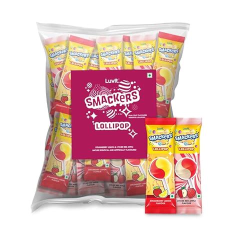 Luvit Smackers Dual Fruit Flavoured Assorted Lollipops Strawberry