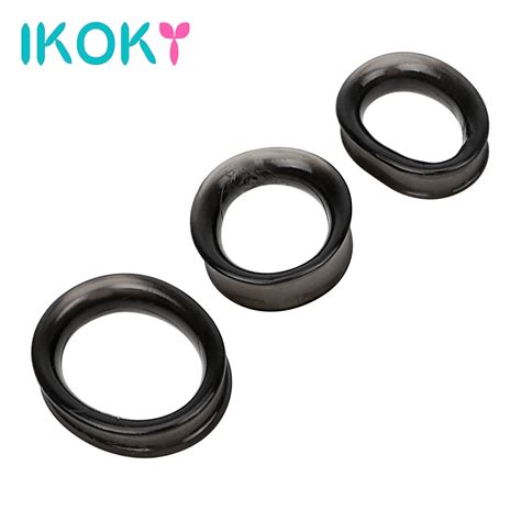 Ikoky Cock Ring 3pcs Sets Delay Ejaculation Adult Products Dildo Extender Elastic Sex Toys For