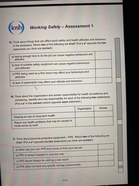 Solved Iosh Working Safely Assessment Think About Chegg