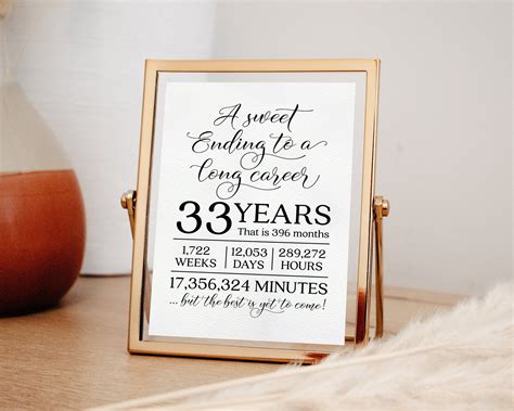 A Sweet Ending to A Long Career, 33 Years Retirement Sign, Happy